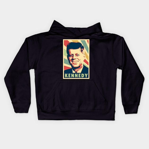 John F Kennedy Vintage Colors Kids Hoodie by Nerd_art